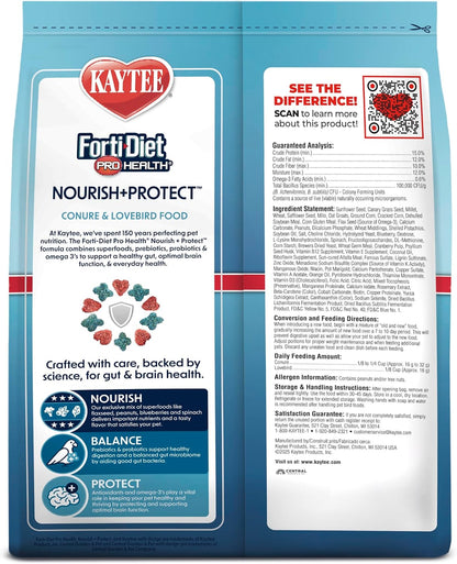 Kaytee Forti-Diet Pro Health Nourish+Protect Conure & Lovebird Food, Comprehensive Nutrition Backed by Science, Digestive Health, Immune Support, 4 pounds - Image 12