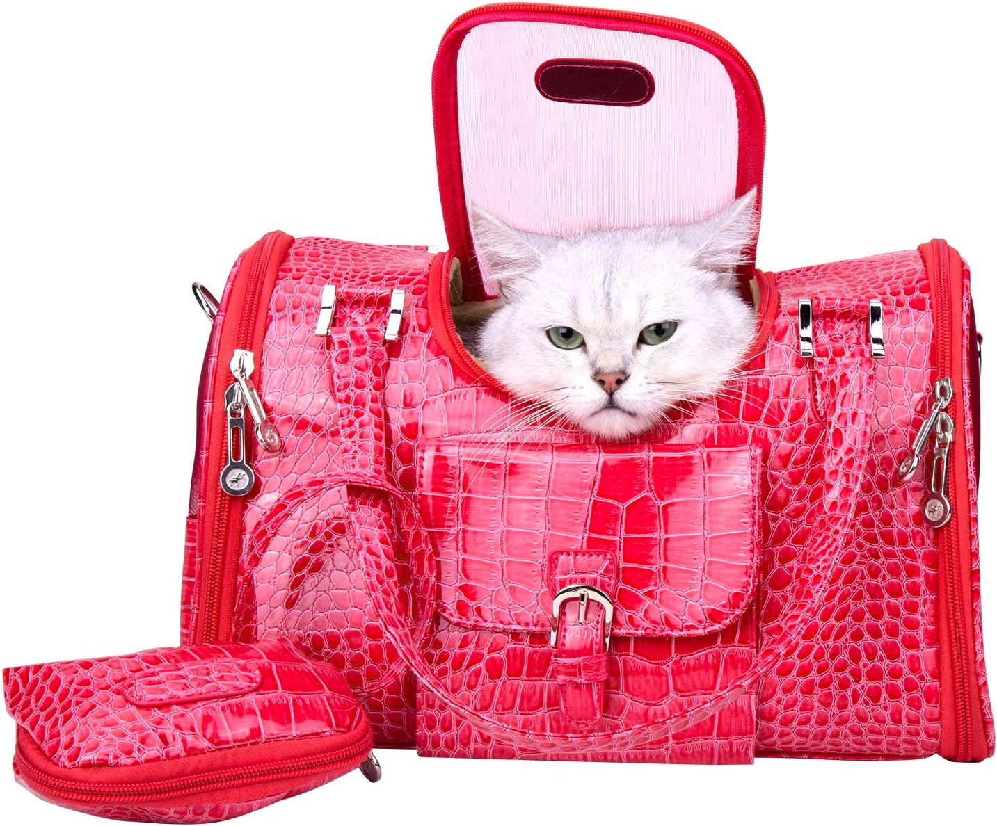 Dutis pet carrier side view with ventilation mesh