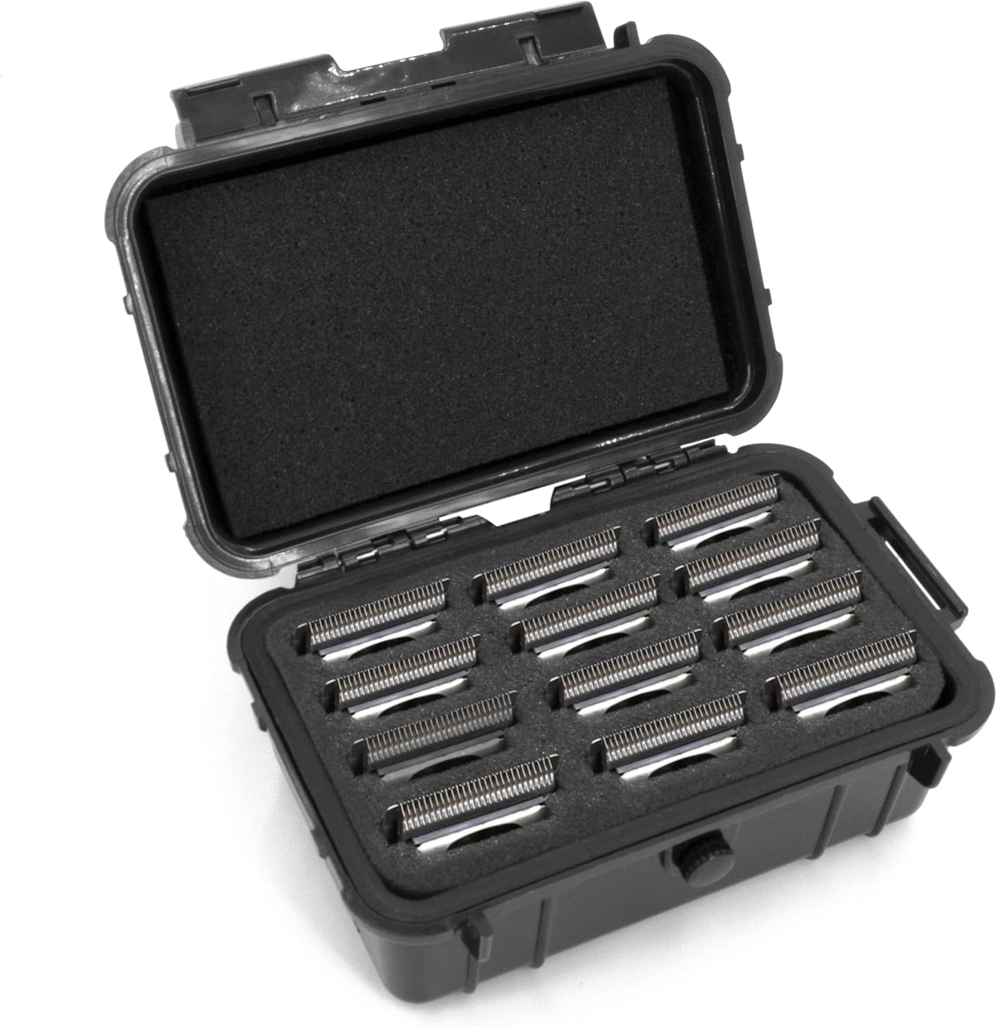 CASEMATIX protective clipper blade holder front view showing rugged black waterproof hard shell exterior