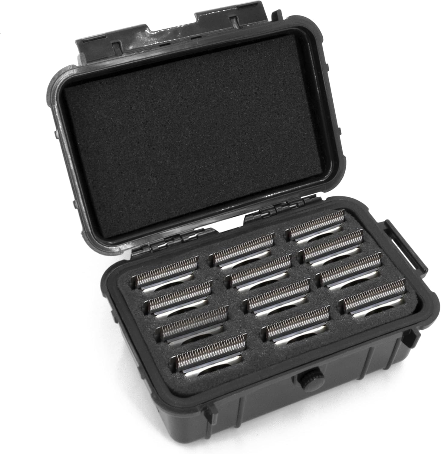 CASEMATIX protective clipper blade holder front view showing rugged black waterproof hard shell exterior