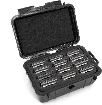 CASEMATIX protective clipper blade holder front view showing rugged black waterproof hard shell exterior