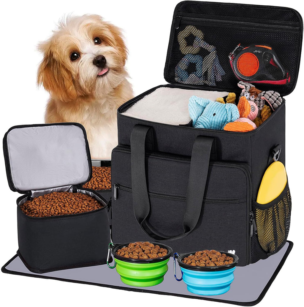 5 Set Dog Travel Bag for Supplies, Dog Lovers, Large Pet Travel Kit Includes 2 Food Containers, 2 Collapsible Bowls, Pink - Image 10