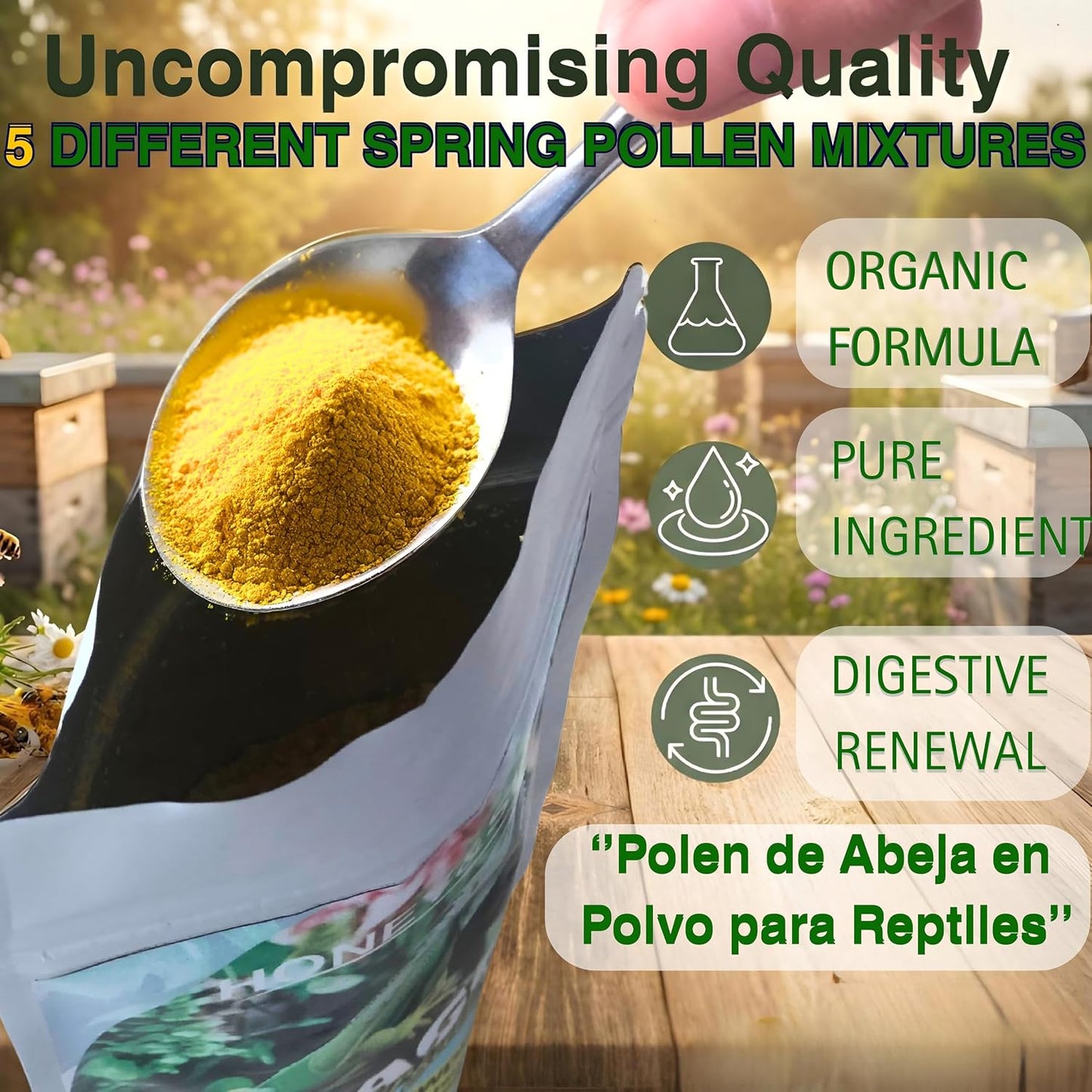 Reptile health superfood bee pollen powder 4 ounce jar