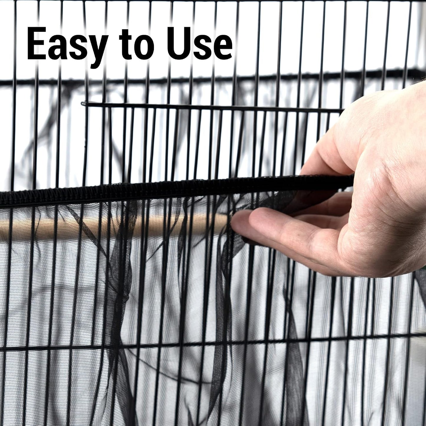 IFAMIO bird cage seed guard skirt installed on parrot cage