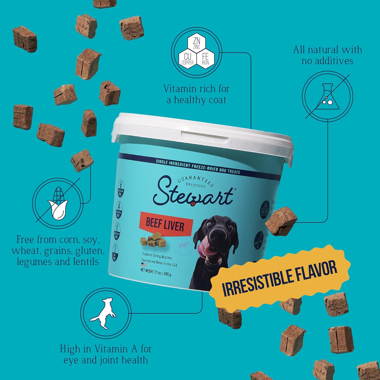 Premium imported USA dog treats single ingredient beef liver pieces
