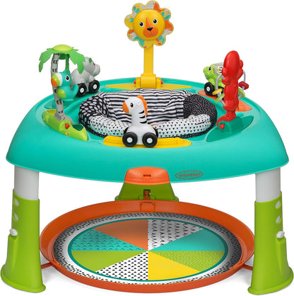 Infantino 2-in-1 Sit, Spin and Stand Entertainer front view showing interactive toys
