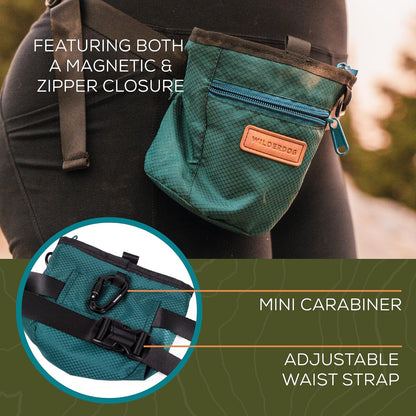 Durable ripstop outer fabric of Wilderdog dog treat bag with zipper pocket