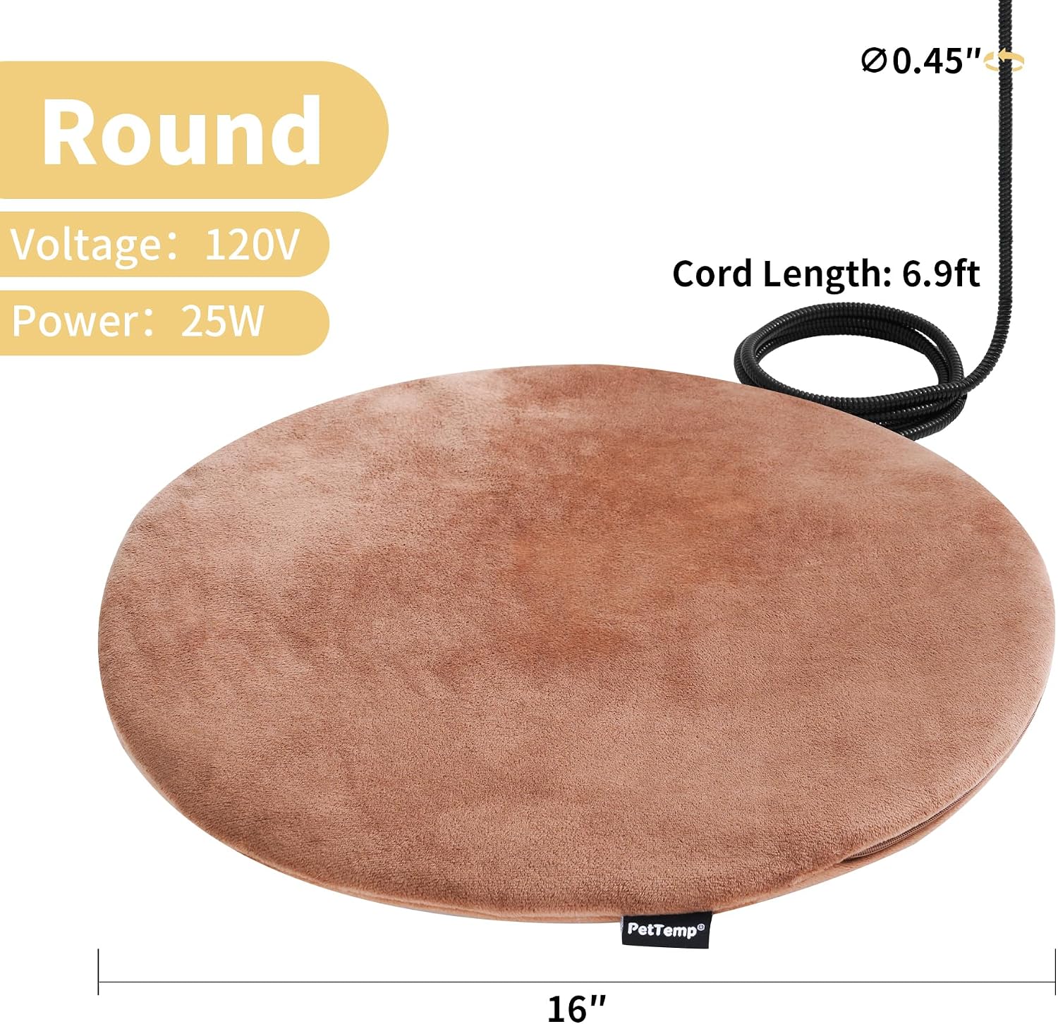 Removable and washable brown fleece cover being zipped off the pet heating pad.