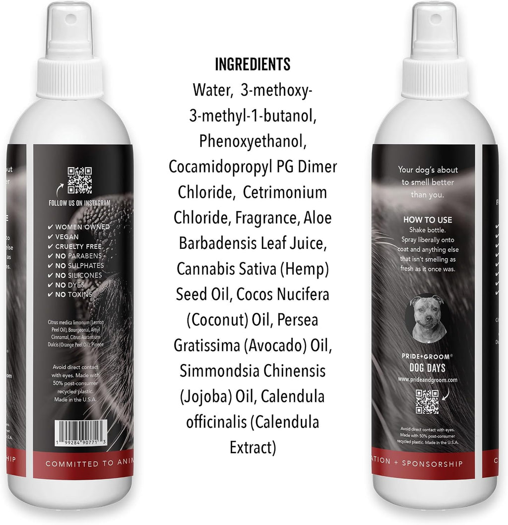 Luxury salon quality dog spray for static reduction and fresh coat shine