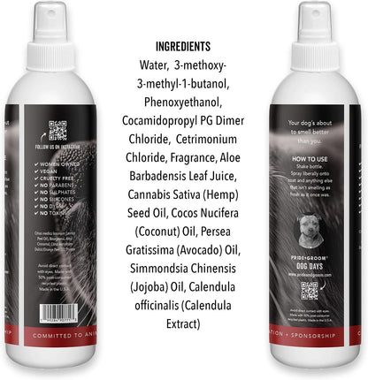 Luxury salon quality dog spray for static reduction and fresh coat shine