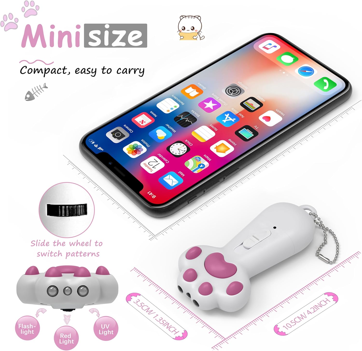 7 in 1 multi functional cat teaser with built in keychain