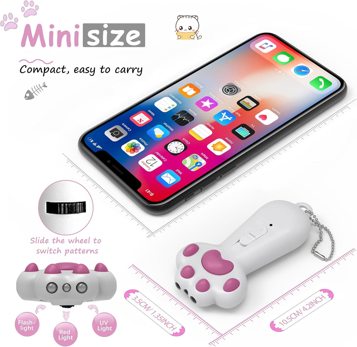 7 in 1 multi functional cat teaser with built in keychain