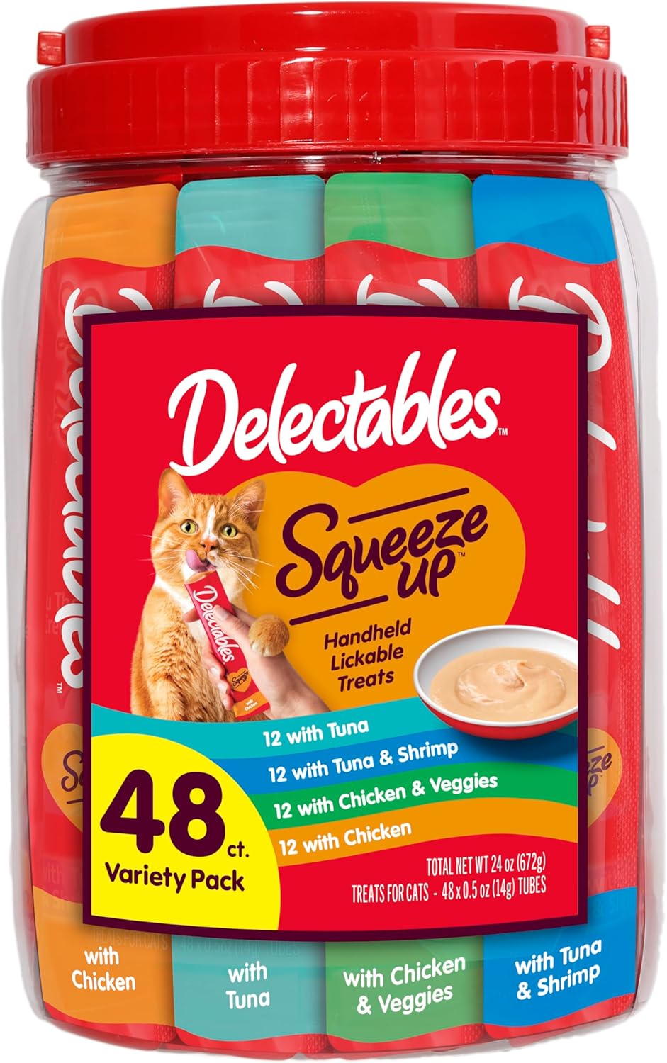 Delectables Squeeze Up Variety Pack, Creamy Squeezable Puree, Lickable Wet Cat Treats, Grain Free, No Added Fillers, No by-Products, No Added Preservatives, 0.5 Ounces Tube, 72 Tubes Total - Image 12