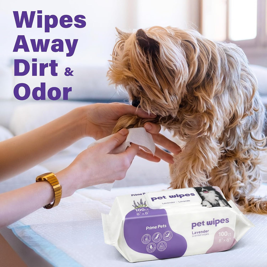 Side angle of the jumbo four hundred count pack of PrimePets deodorizing wipes.