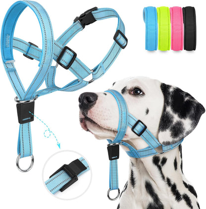 Weesiber Soft Dog Head Collar - Adjustable Dog Head Harness, Padded No Pull Head Halter Collar with Reflective Safety Strip for Training and Walking(Green,M) - Image 11