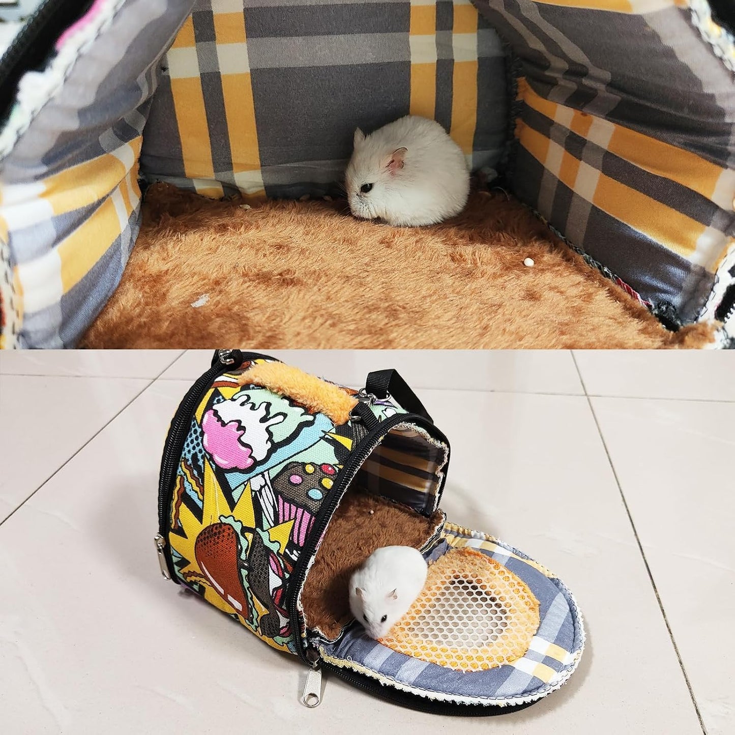 Hamiledyi Hamster Carrier Bag Gerbil Outgoing Travel Pouch Sugar Glider Breathable Carrying Strap with Zipper Suitable for Rat Hamster Mice - Image 6