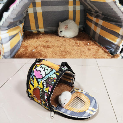 Hamiledyi Hamster Carrier Bag Gerbil Outgoing Travel Pouch Sugar Glider Breathable Carrying Strap with Zipper Suitable for Rat Hamster Mice - Image 6