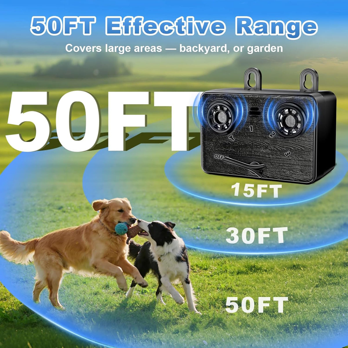 Black faux-wood finish dog barking control device