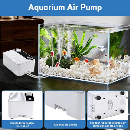 Lounginglife air pump connected to aquarium air stone bubbles