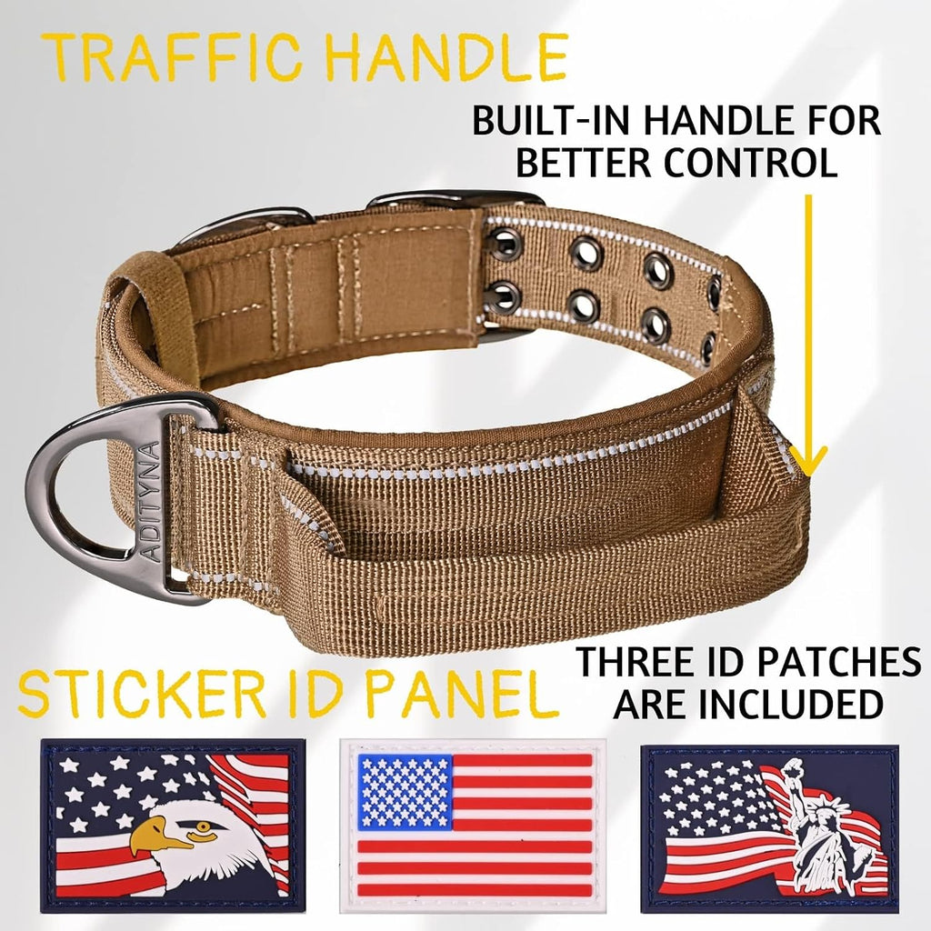 Adityna reflective dog collar safety stitching detail