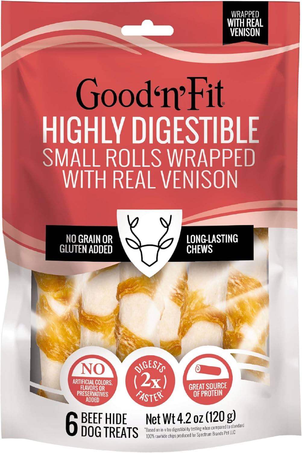 Good n Fit Small Rolls with Real Chicken Liver Flavor, 6 Count, Long-Lasting Highly Digestible Rawhide Chews for Dogs - Image 15