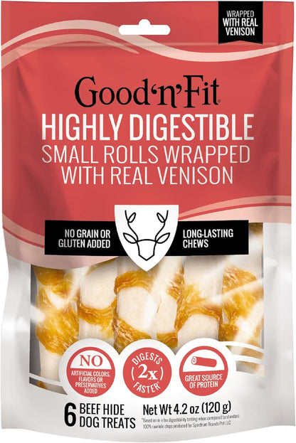Good n Fit Small Rolls with Real Chicken Liver Flavor, 6 Count, Long-Lasting Highly Digestible Rawhide Chews for Dogs - Image 15