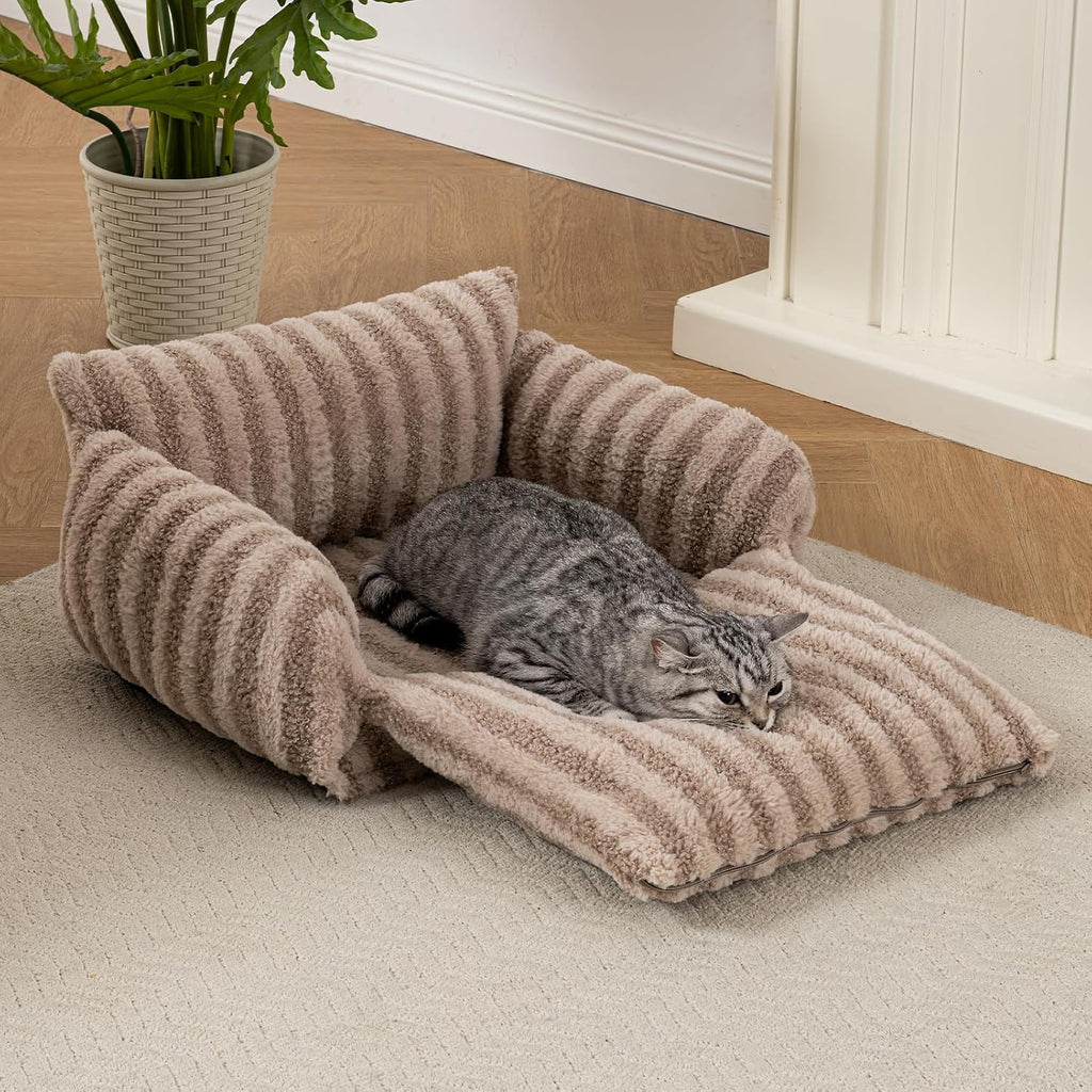 Side view of expandable pet sofa for cats and kittens