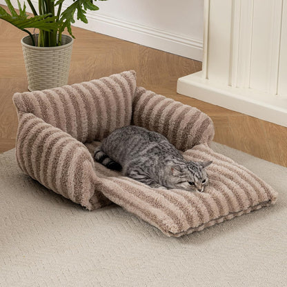 Side view of expandable pet sofa for cats and kittens