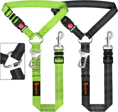 Removable Dog Seat Belt Harness for Car, 3 in 1 Pet Dog Car Seatbelt Leash, Retractable Restraint Secures to Vehicle Headrest & Adjustable Reflective Bungee Dog Seatbelt Tether, Blue and Black - Image 15