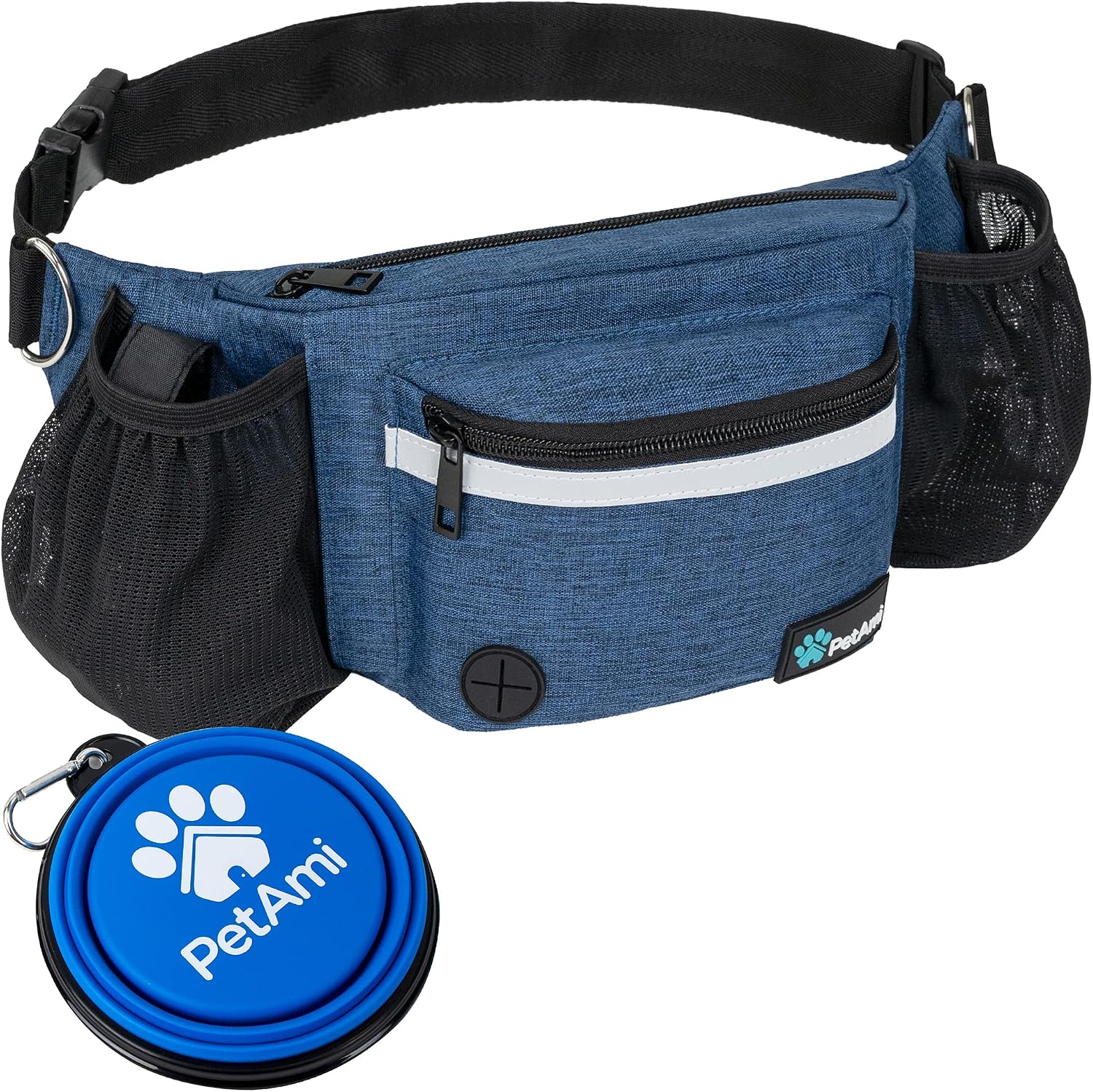 PetAmi Dog Fanny Pack, Treat Pouch for Dog Walking, Training, Built in Poop Bag Dispenser, Water Bottle Holder, Collapsible Bowl, Pet Treat Waist Belt for Hiking, Running, Kibbles (Black) - Image 12