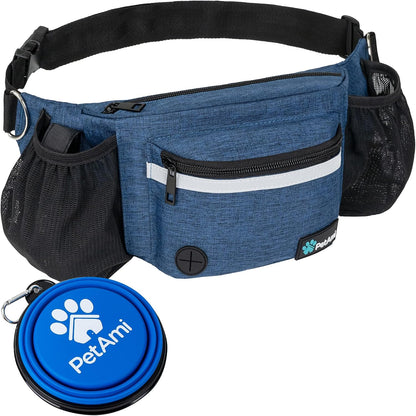 PetAmi Dog Fanny Pack, Treat Pouch for Dog Walking, Training, Built in Poop Bag Dispenser, Water Bottle Holder, Collapsible Bowl, Pet Treat Waist Belt for Hiking, Running, Kibbles (Black) - Image 12