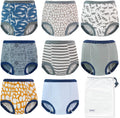 EZ Moms high waist potty training underwear for boys front view showing colorful prints