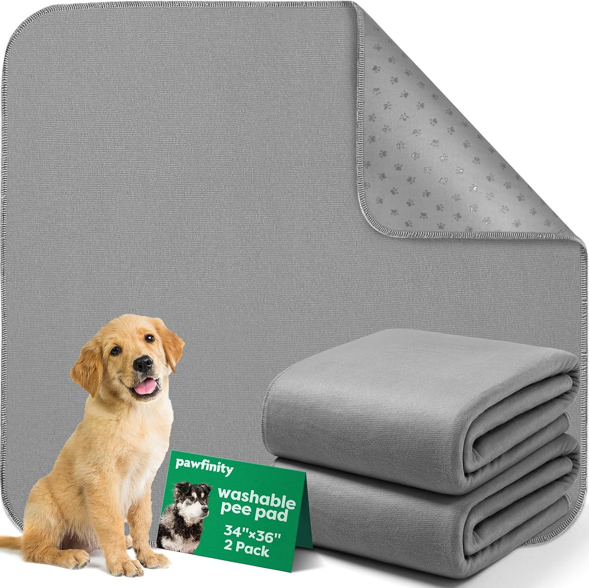 Pawfinity washable dog pee pads front view set of two
