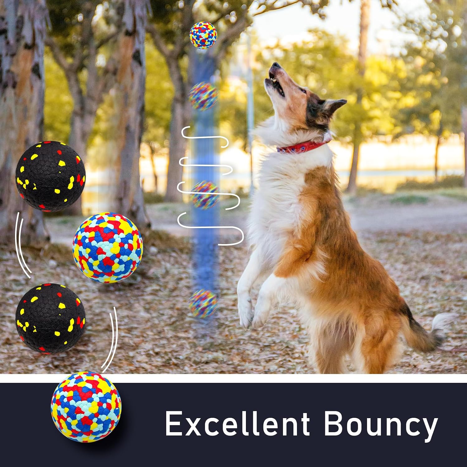 Six vibrant colored Cheodin tennis balls for dogs