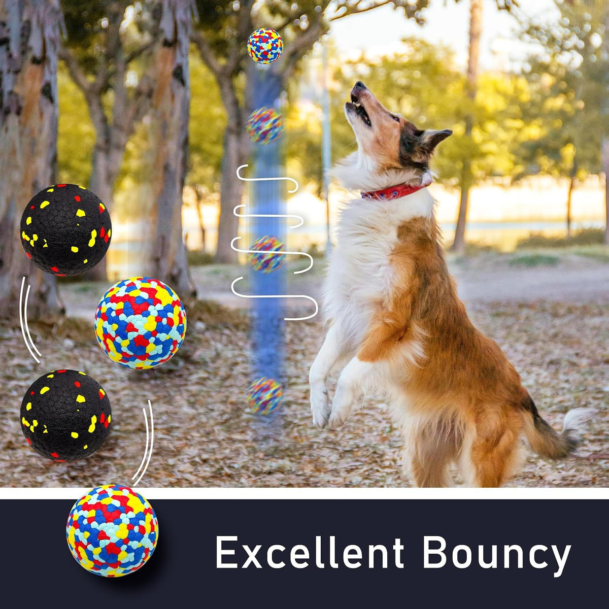 Six vibrant colored Cheodin tennis balls for dogs