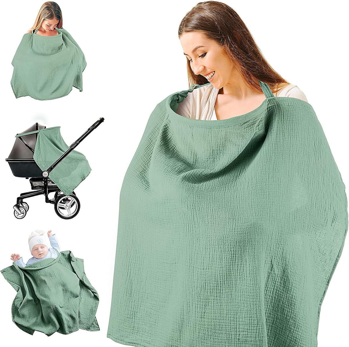 Ruiyue muslin nursing cover front view with rigid hoop