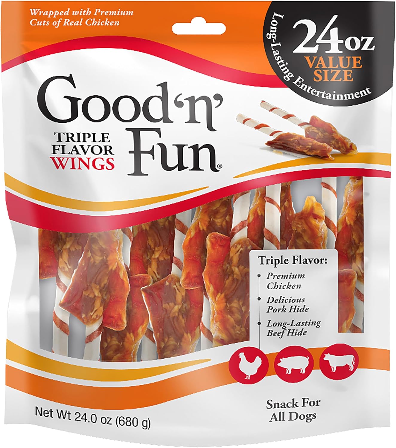 Good 'n' Fun Wings Long-Lasting Dog Treat, With Real Proteins, Premium Chicken and Beef Hide, Supports Dental Health, Mental Stimulation, 12 oz - Image 10