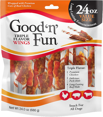 Good 'n' Fun Wings Long-Lasting Dog Treat, With Real Proteins, Premium Chicken and Beef Hide, Supports Dental Health, Mental Stimulation, 12 oz - Image 10