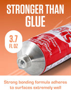 Three point seven fluid ounce packaging of Shoegoo original adhesive for leather and canvas repair.