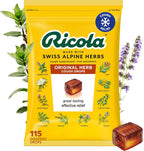 Ricola Original Herb Cough Drops 115 Count front packaging showing Swiss herb ingredients.