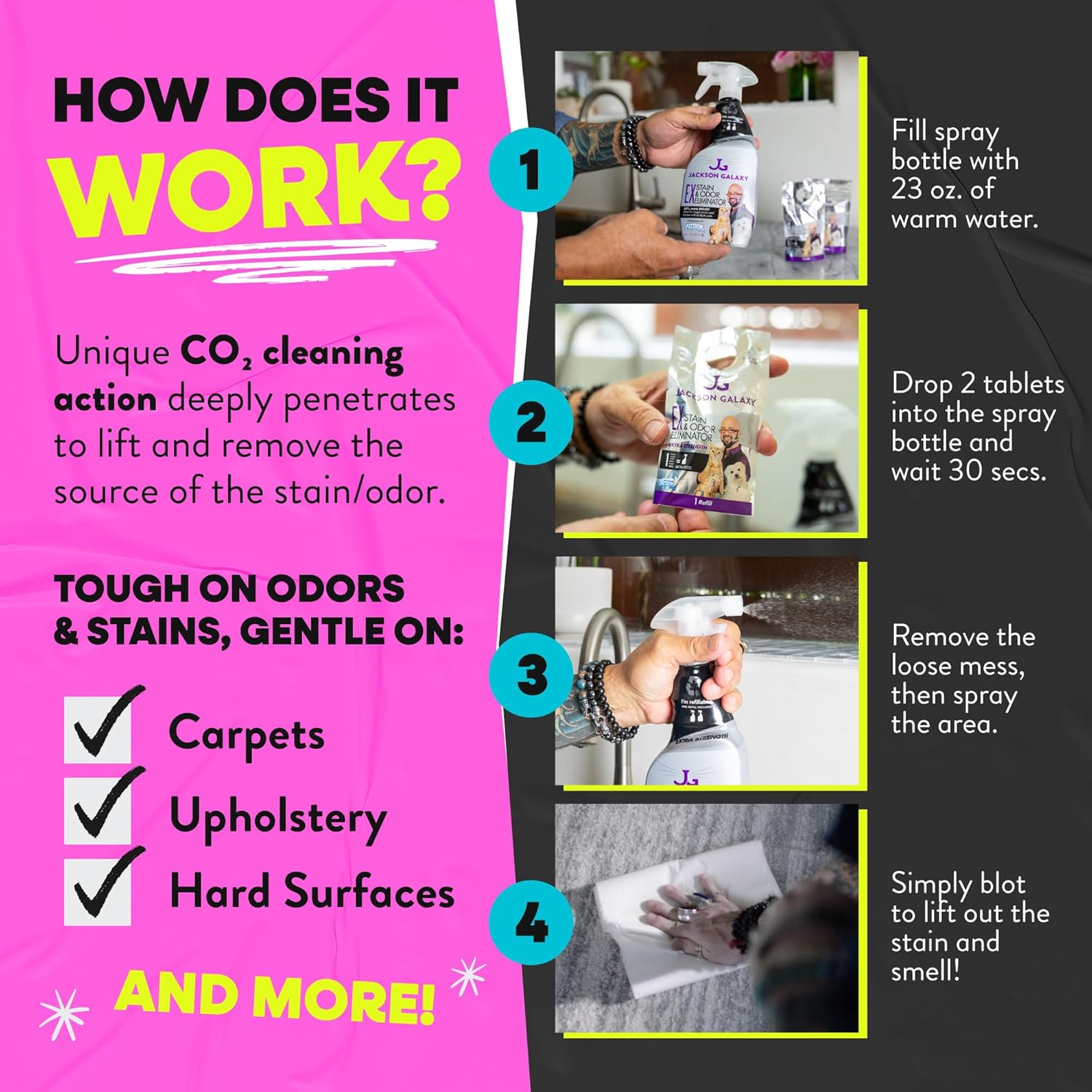 Eco friendly reusable pet odor eliminator spray bottle kit by Jackson Galaxy