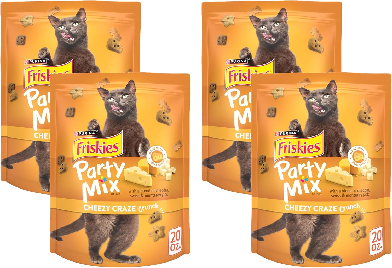 Purina Friskies Cat Treats, Party Mix Cheezy Craze Crunch - 20 oz. Pouch - Image 15