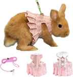 NEOUZA SMOLKITH rabbit clothes front view showing pink checkered dress on a bunny.