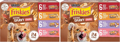 Purina Friskies Extra Gravy Wet Cat Food Chunky 24ct Variety Pack (With Chicken, Turkey, Salmon, Beef) - (Pack of 24) 5.5 oz. Cans - Image 10
