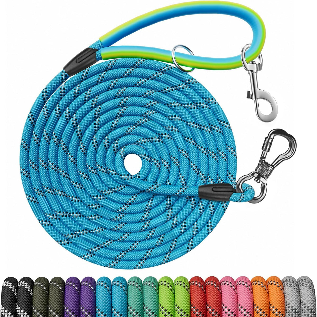 NTR 30 FT Dog Leash, Obedience Recall Training Agility Lead, with 2 Swivel Hooks, Reflective Threads and Soft Handle, Puppy Leash for Walking, Hunting, Camping for Small Medium and Large Dogs-Black - Image 10