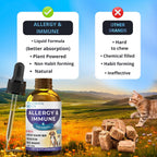 Authentic USA imported pet allergy relief drops packaging detail showing product instructions