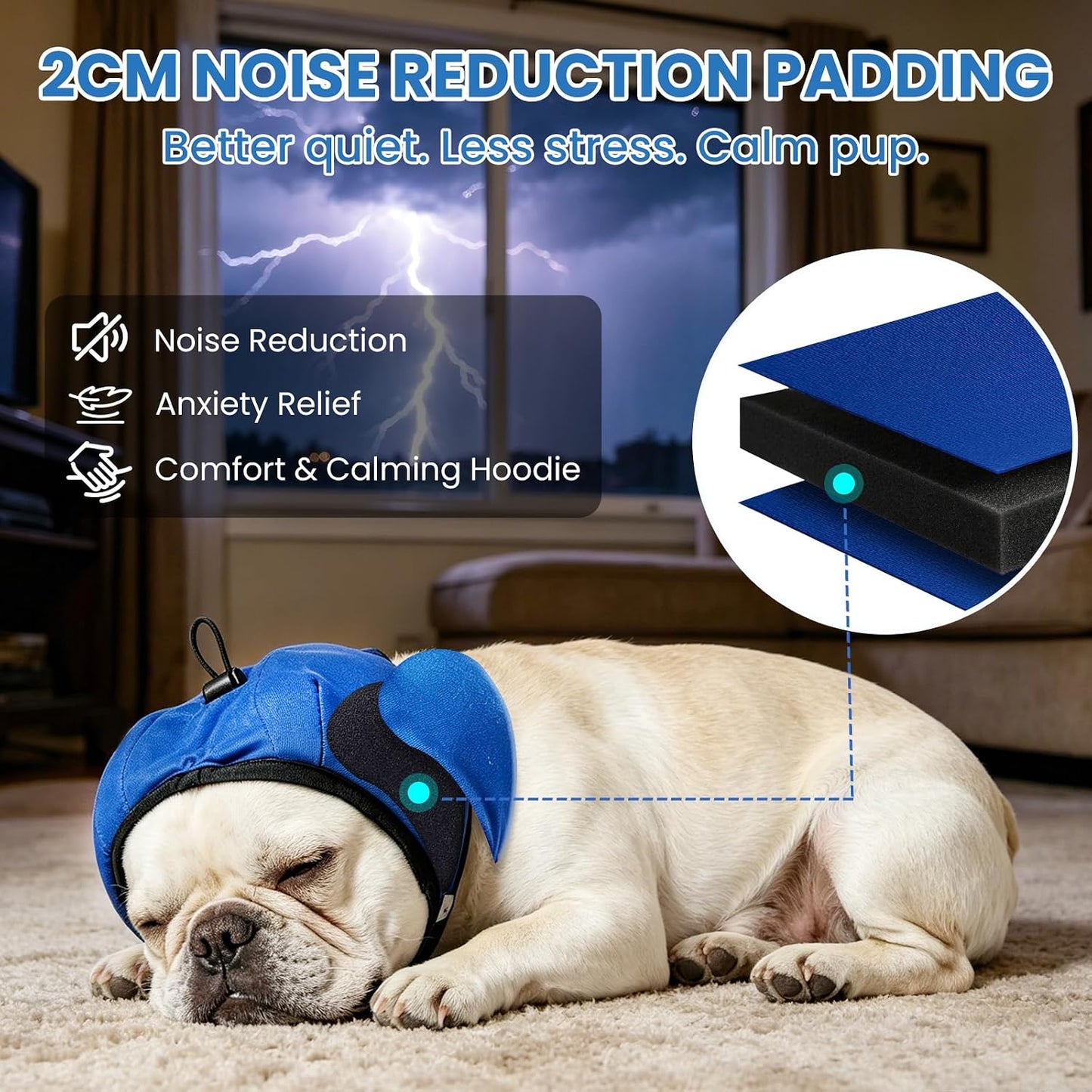 Thickened padding dog ear protector for fireworks anxiety