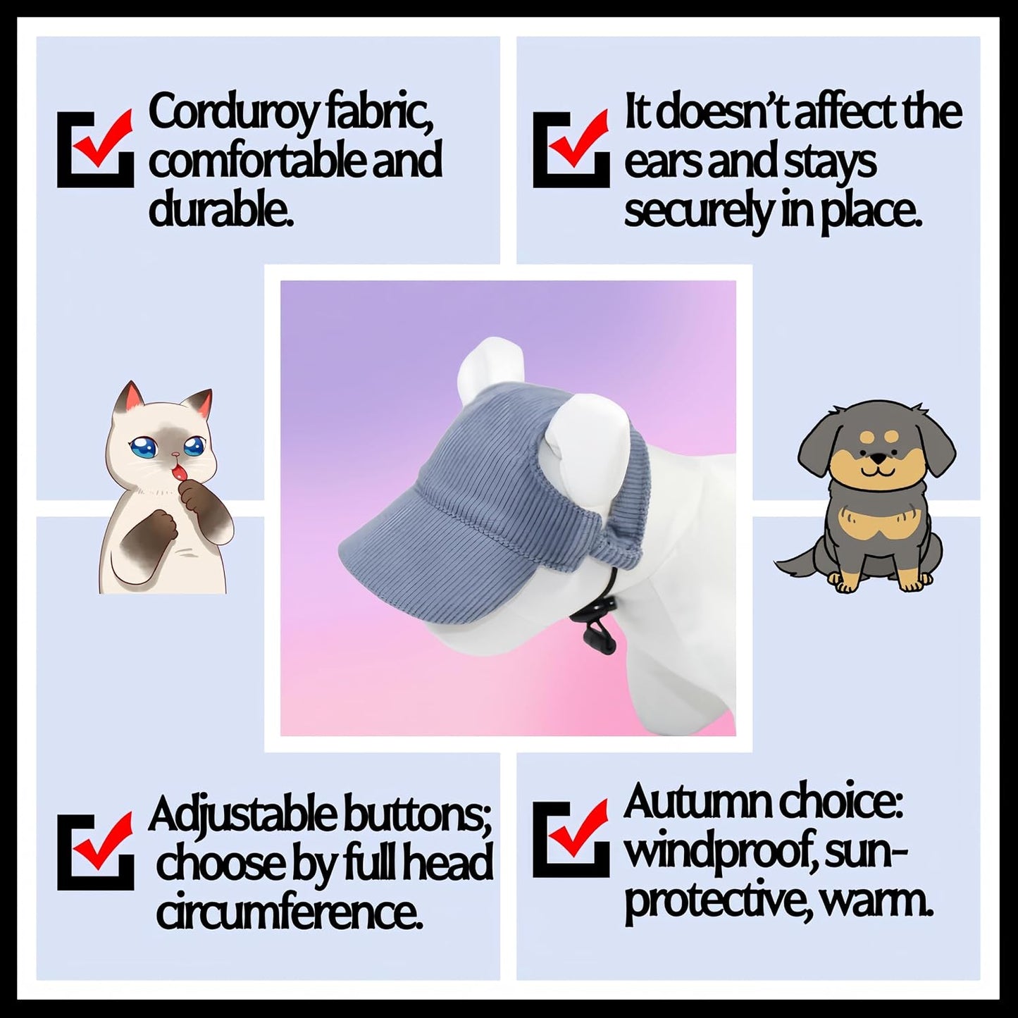 Adjustable chin strap detail on Tabksola pet baseball hat