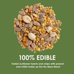 Kaytee no mess bird seed bag showing sunflower hearts and peanuts