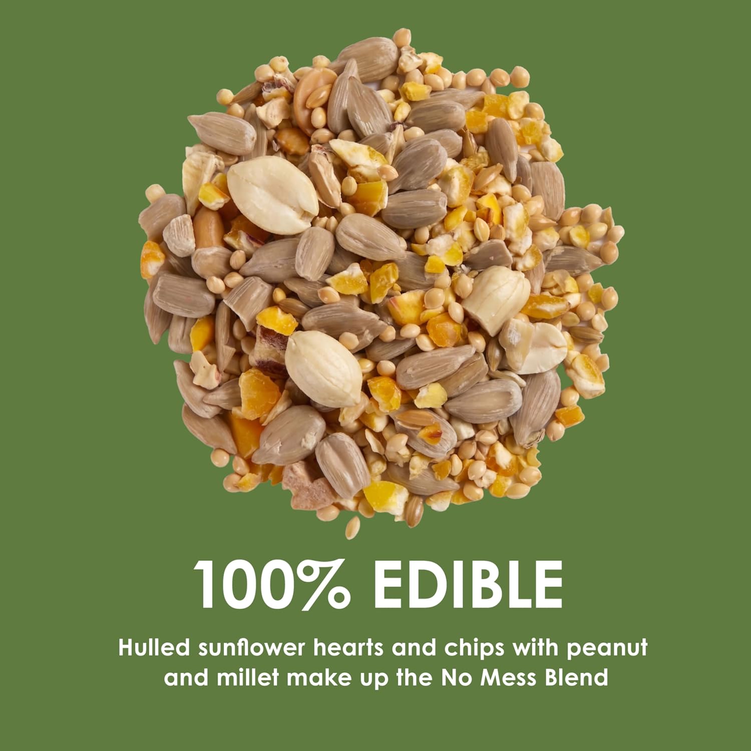 Close up of Kaytee no mess bird seed texture